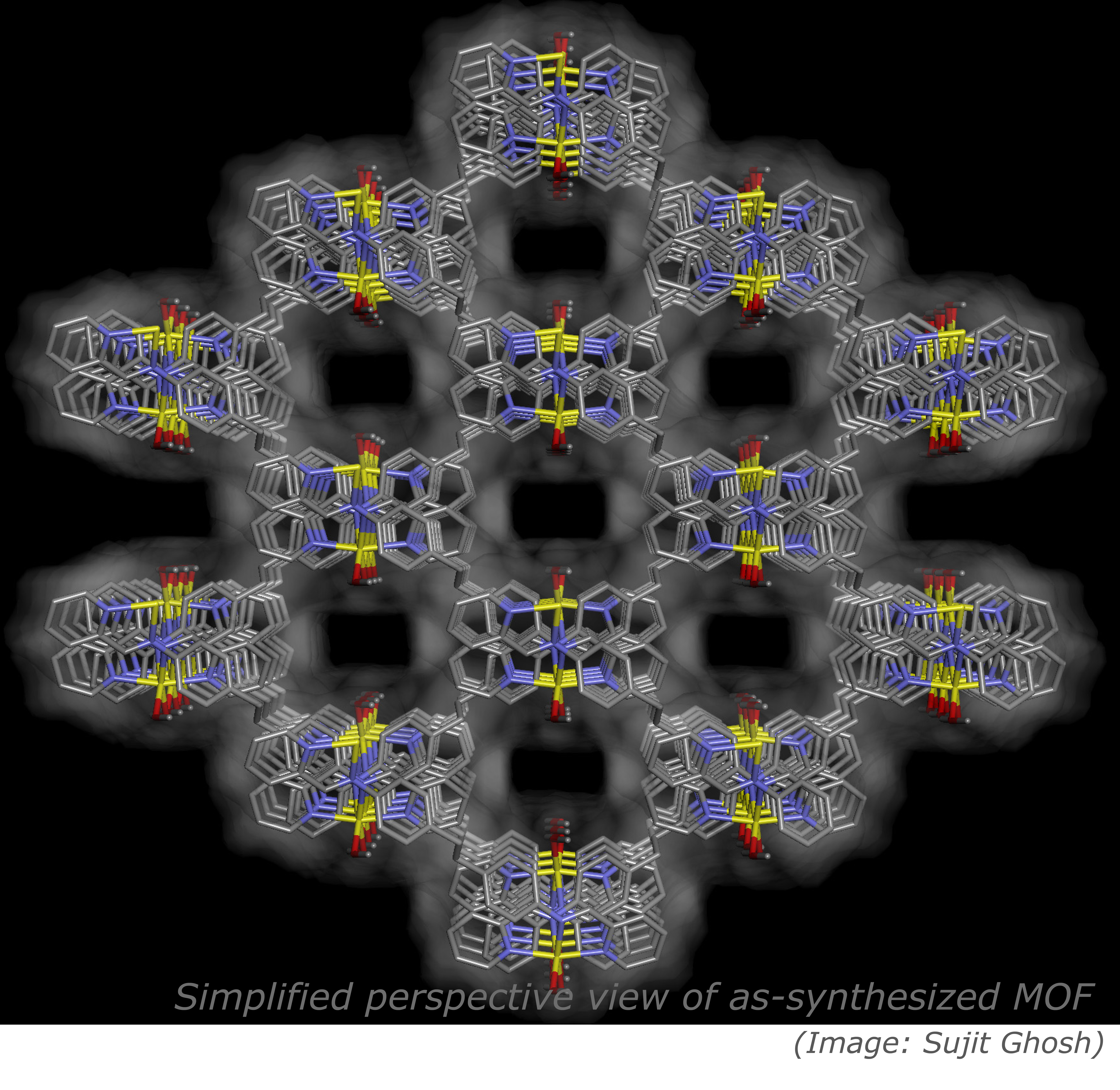 Simplified perspective view of the as-synthesized MOF