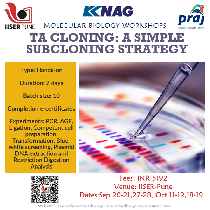 Molecular Biology Workshops on 'TA cloning: A simple subcloning strategy' flyer
