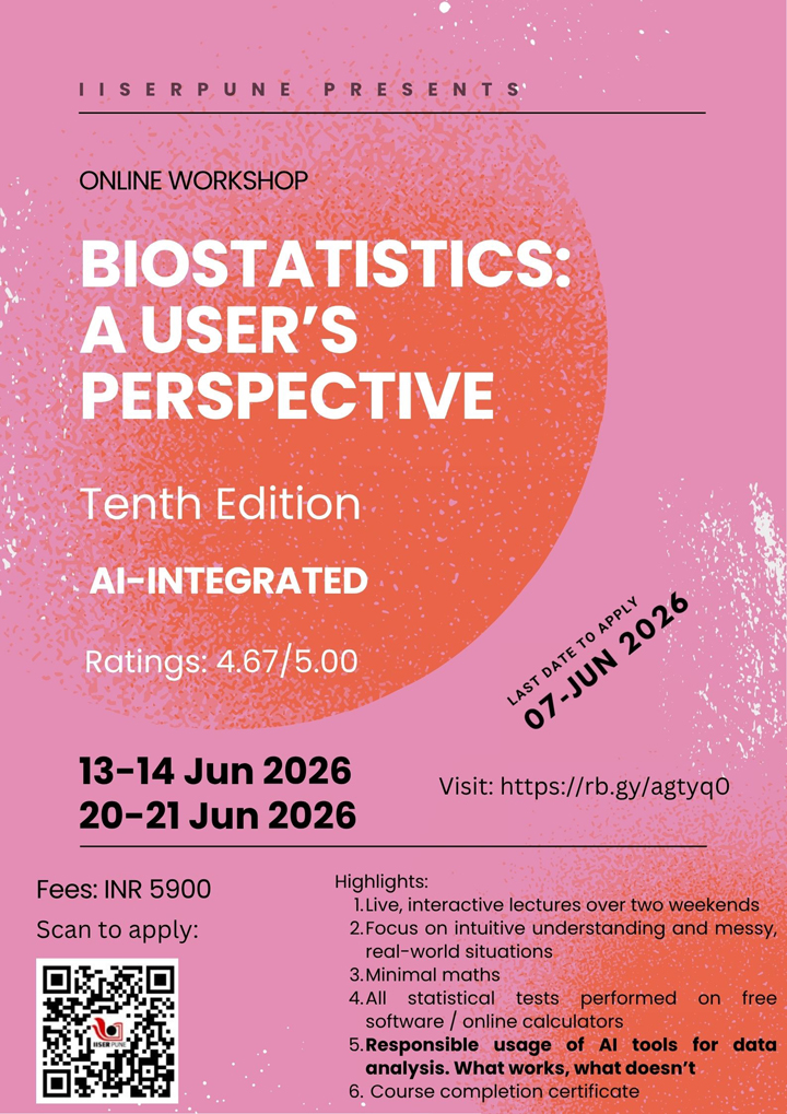 Flyer of Online Workshop on Biostatistics: A User's Perspective