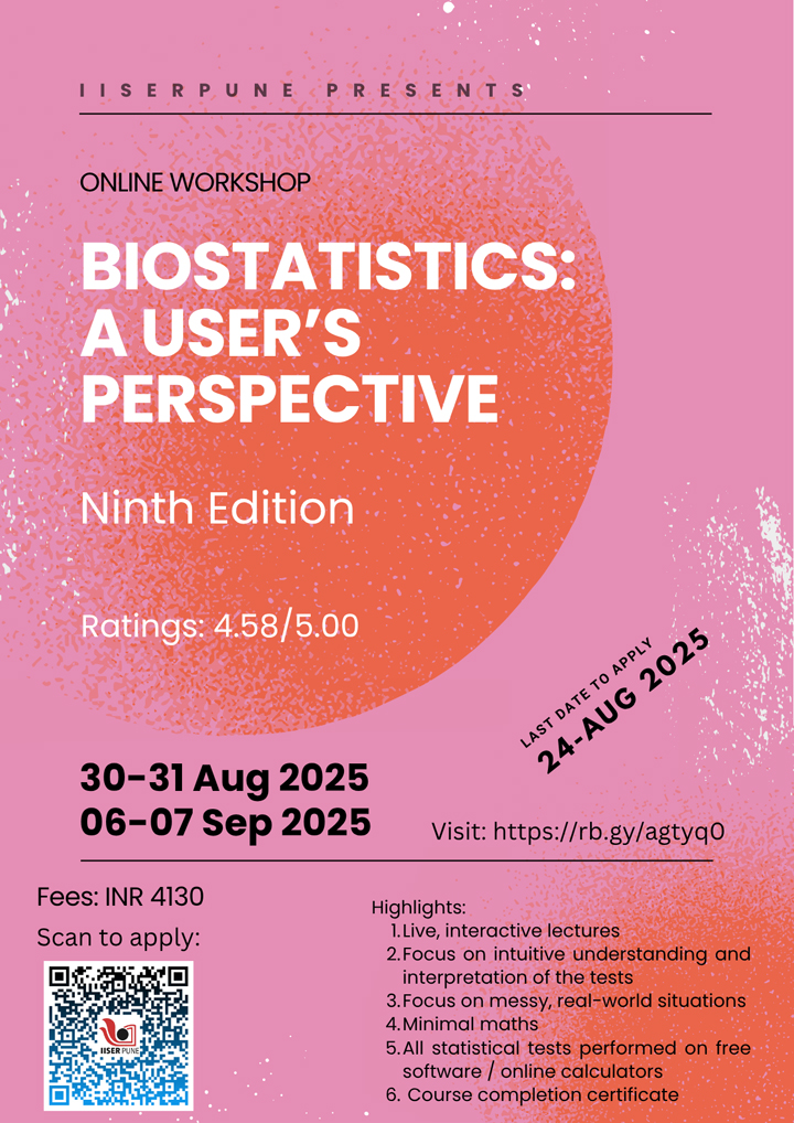 Biostatistics: A User's Perspective course (9th Edition) flyer