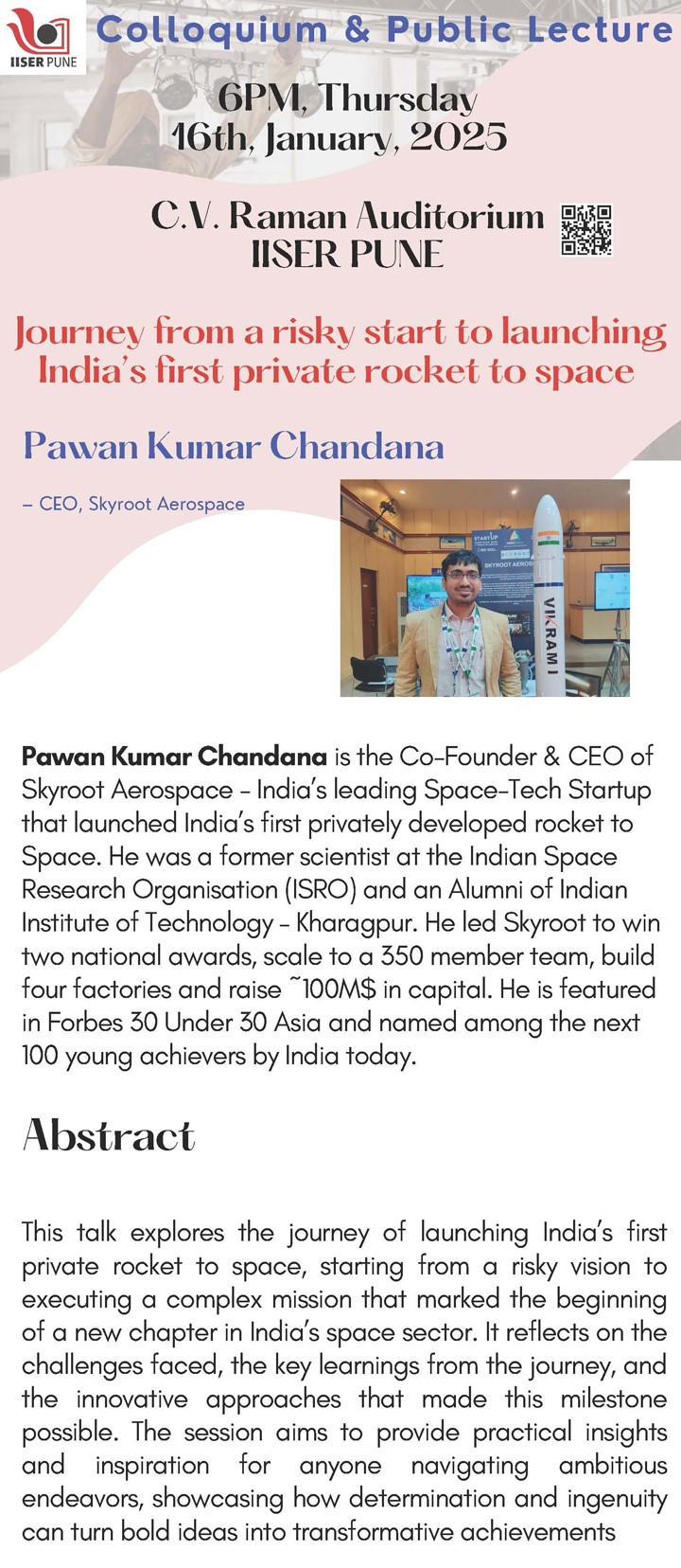 Colloquium/Public lecture by Pawan Kumar Chandana