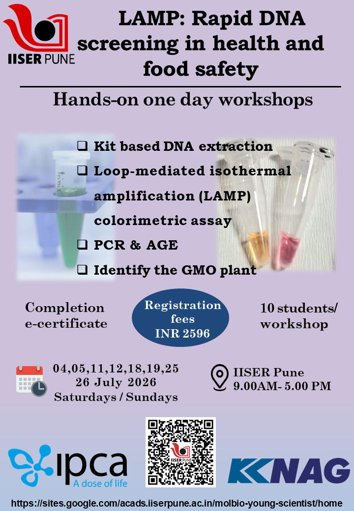 Molecular Biology Workshops on 'LAMP: Rapid DNA screening in health and food safety' flyer