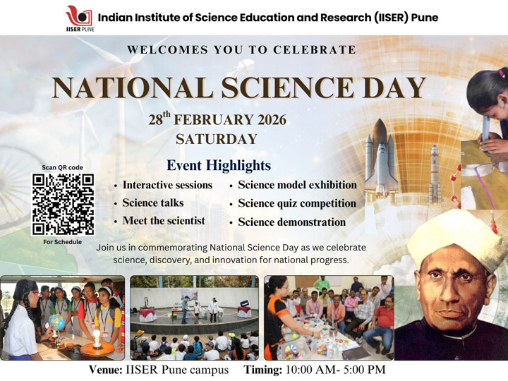 Poster of National Science Day 2026 at IISER Pune campus