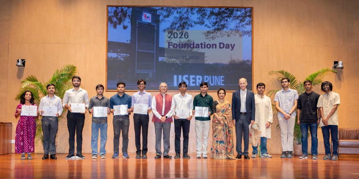 2026 IISER Pune Foundation Day Awards: A group photo with students who received awards for academic excellence