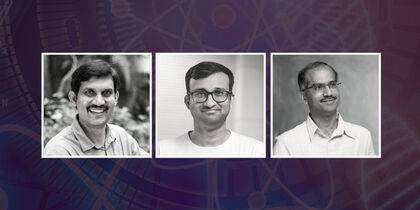 Photos of Prof. R. Boomi Shankar (Chemistry), Prof. Siddhesh Kamat, and Prof. M.S. Santhanam
